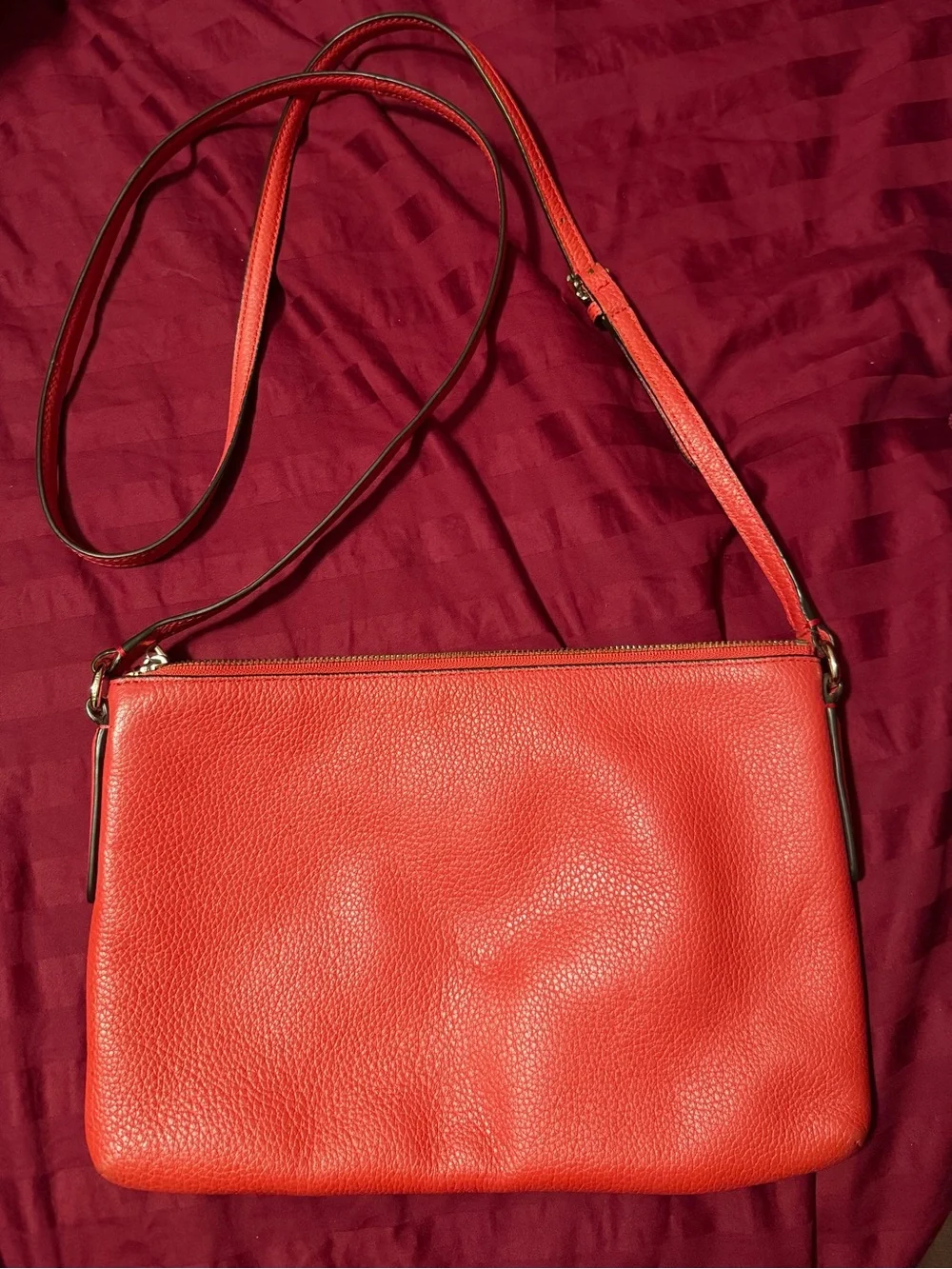 Coach Red Pebbled Leather Crossbody - Picture 3 of 9